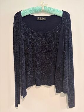 Women's Navy Sparkle Long Sleeve Top - P2P 19”